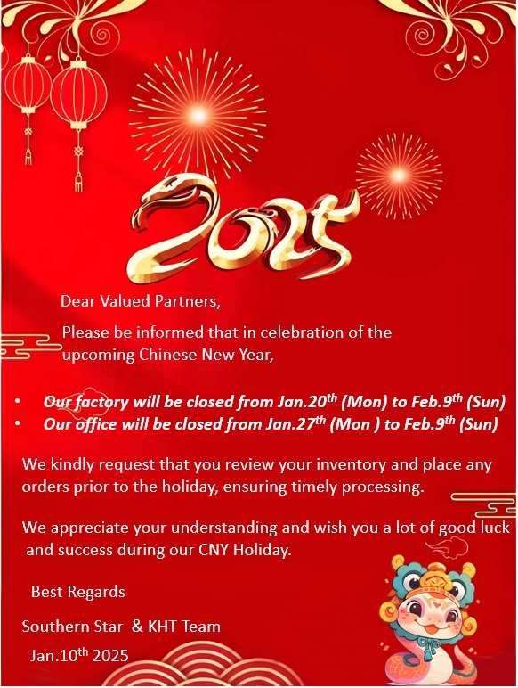 Official Notice : Chinese New Year Holiday Schedule